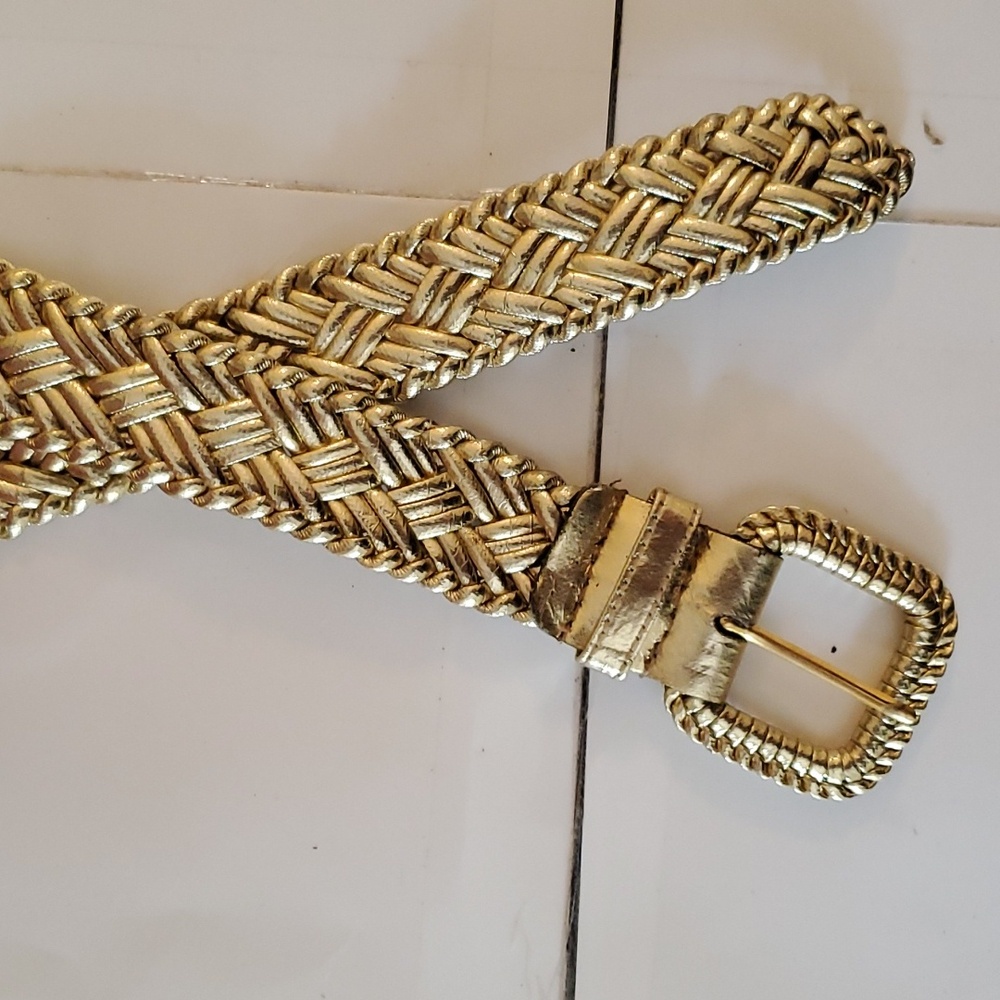 New without tags braided gold leather belt size xl - Picture 4 of 5